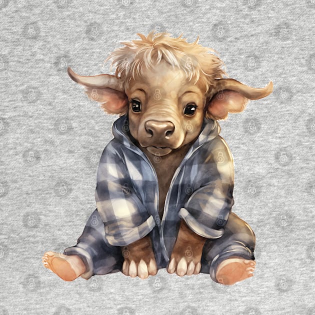 African Cape Buffalo Wearing Pajamas by Chromatic Fusion Studio